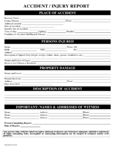 Accident Injury Report Form Template ReportForm