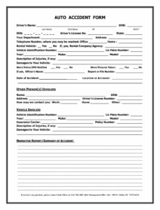 Accident Report Form Template Uk Atlantaauctionco In Vehicle Accident