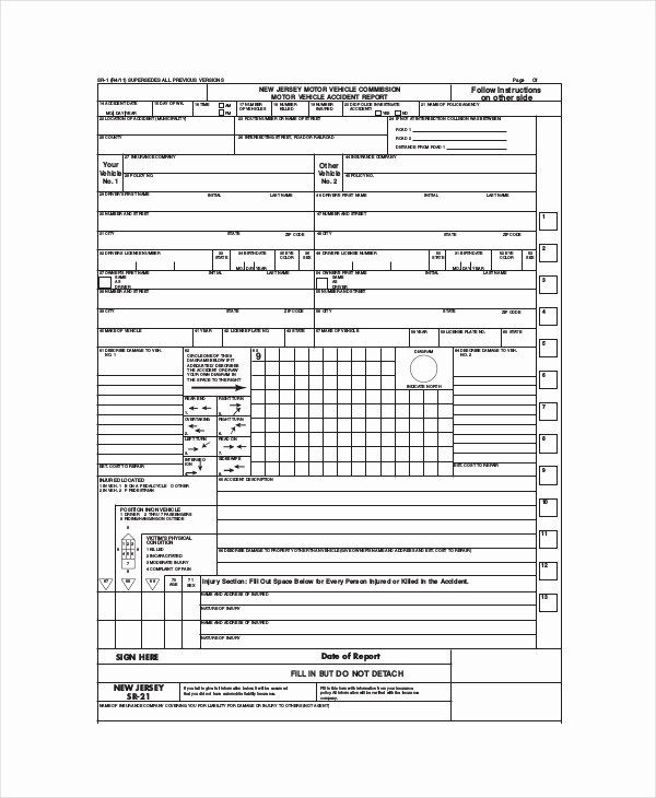 Accident Reporting Form Template Lovely Nj Motor Vehicle Accident 