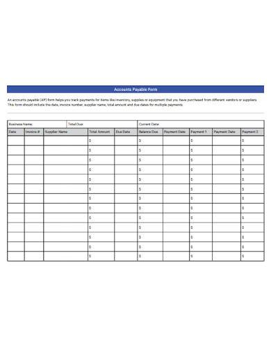 Accounts Payable Template Free Printable Templates