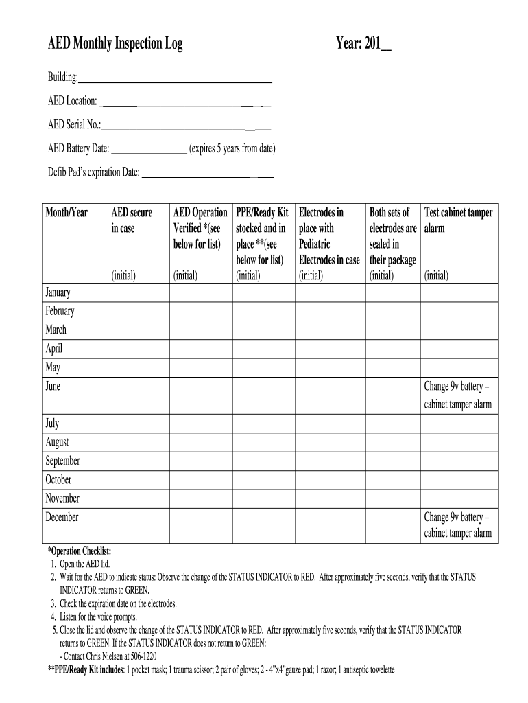 Aed Inspection Form Fill Out And Sign Printable PDF Template SignNow