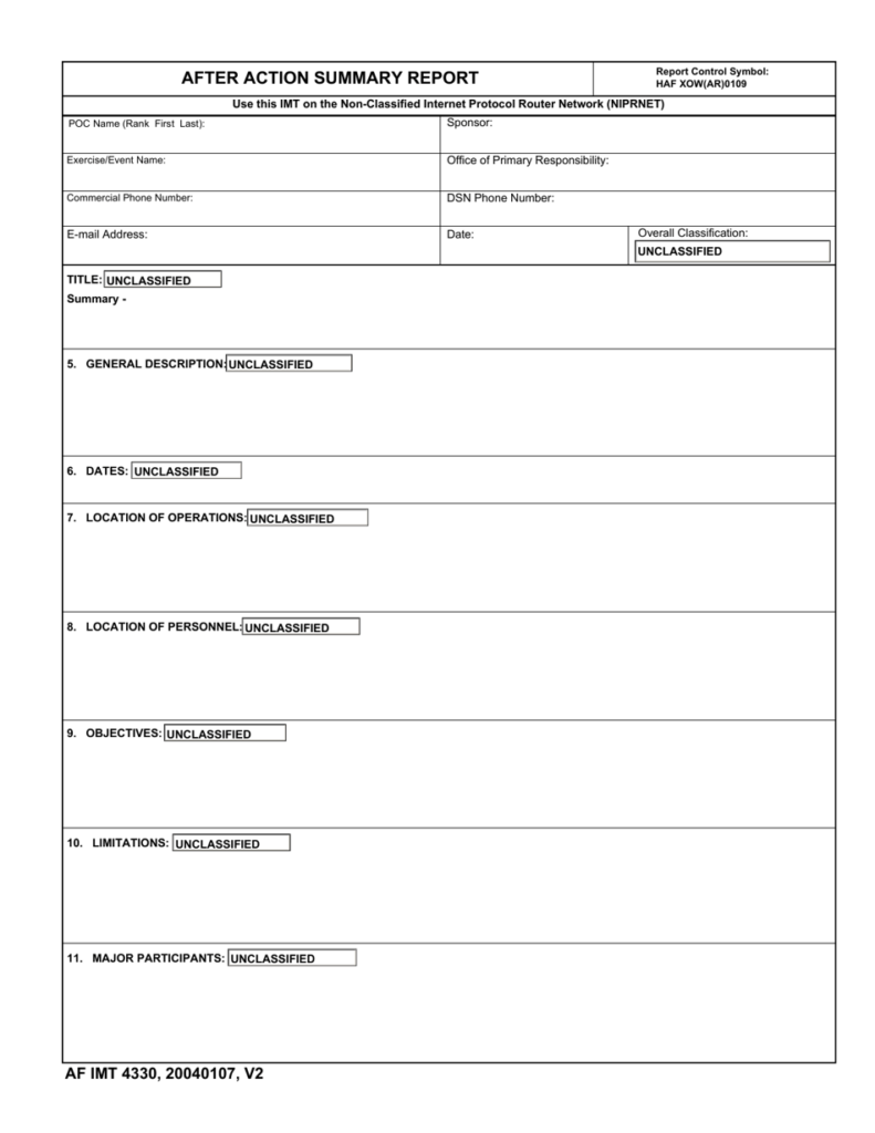 AF IMT Form 4330 Download Fillable PDF Or Fill Online After Action 