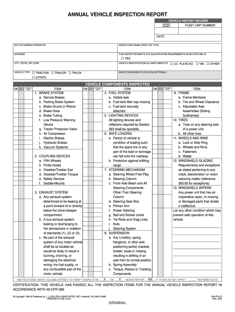 Annual Inspection Form Fill Online Printable Fillable In Vehicle 