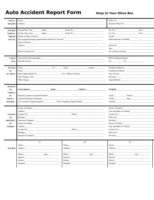 Auto Accident Report Form