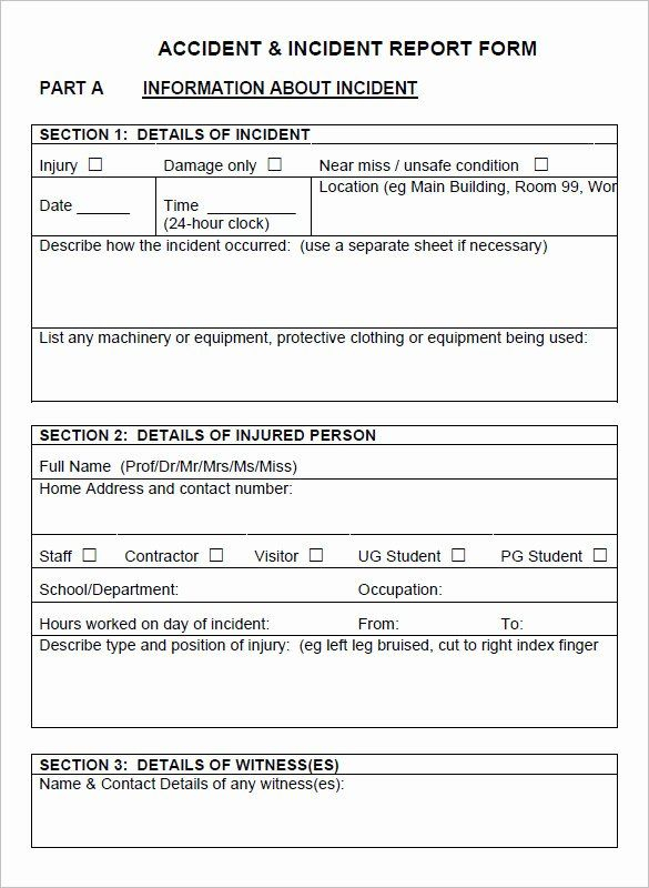 Automobile Accident Report Form Template Awesome Accident Report Form