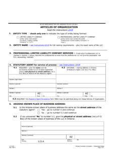 Az Article Of Organization Fill In Forms Fill Out Sign Online DocHub