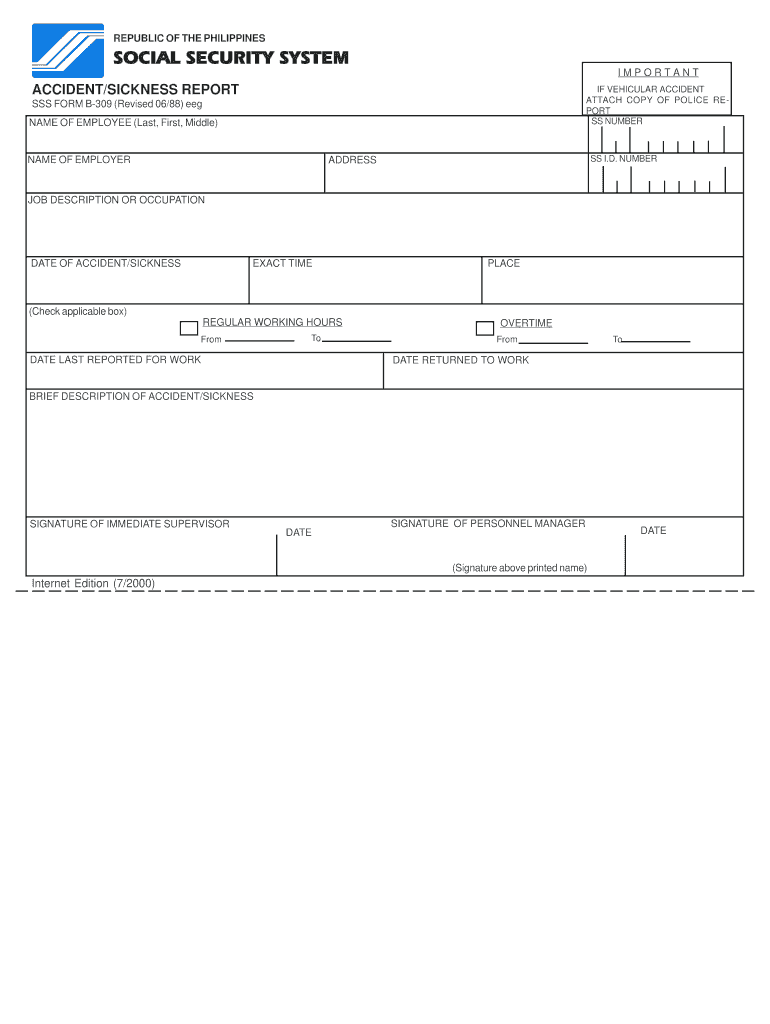 B 309 Form Sss Fill Online Printable Fillable Blank PdfFiller