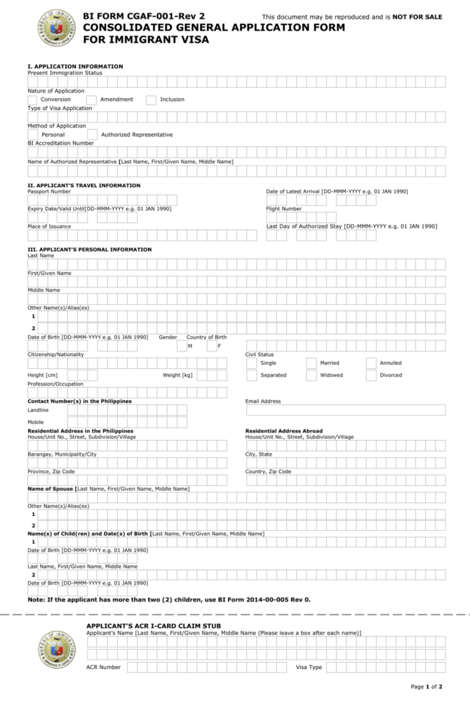 BI Form CGAF 001 REV 2 Download Printable PDF Or Fill Online 