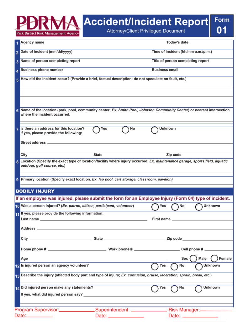 Blank Accident Incident Report Form How To Create An Accident 