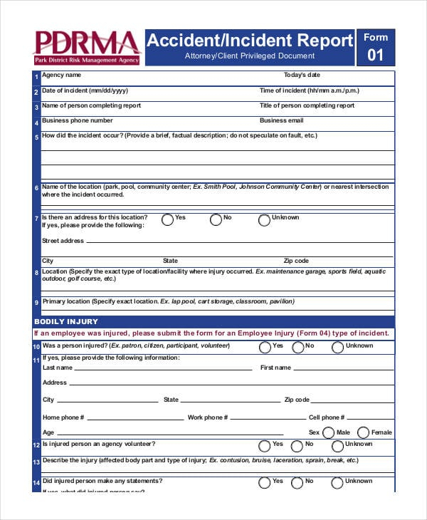 Blank Incident Report Template 18 Free PDF Word Docs Format Download