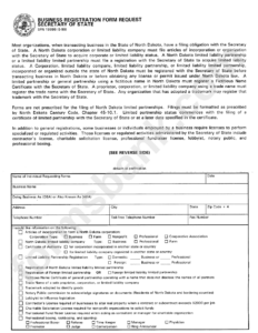 Business Registration Form Request North Dakota Secretary Of State