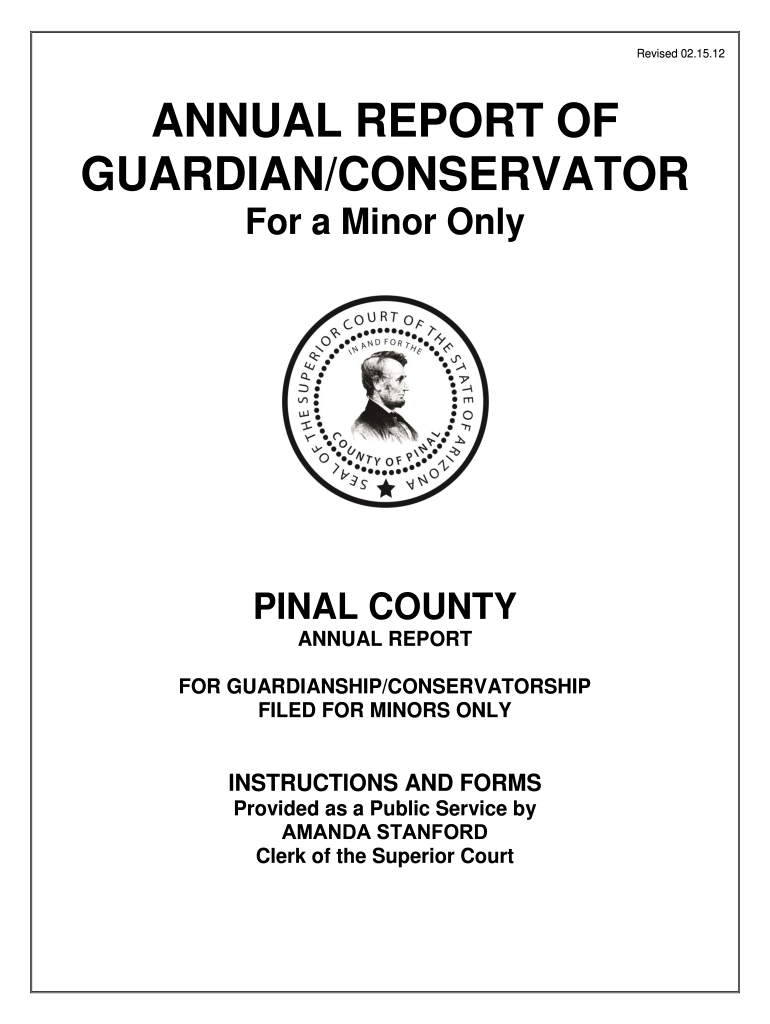 CA Annual Report Of Guardian Conservator Minor 2012 Complete Legal 