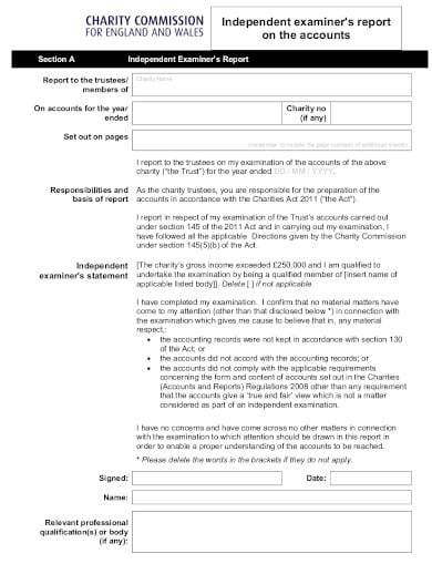 Charity Commission Report Template