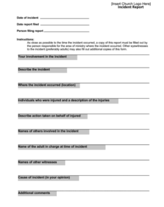 Church Incident Report Form Josh Weidmann