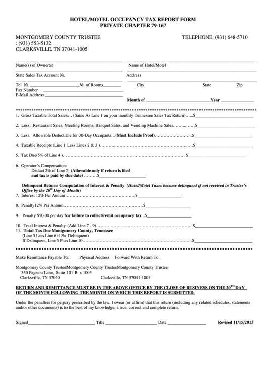 City Of Austin Hotel Occupancy Tax Report Form Printable Printable 