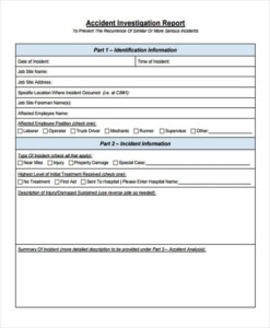 Construction Accident Investigation Report Form ReportForm