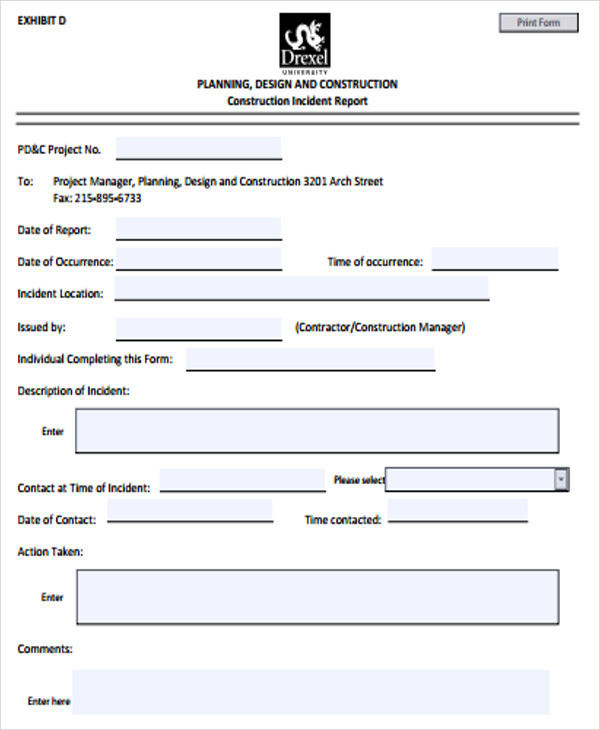 Construction Accident Report Template