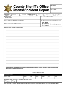 County Sheriff s Office Offense Incident Report Fill Out Sign Online