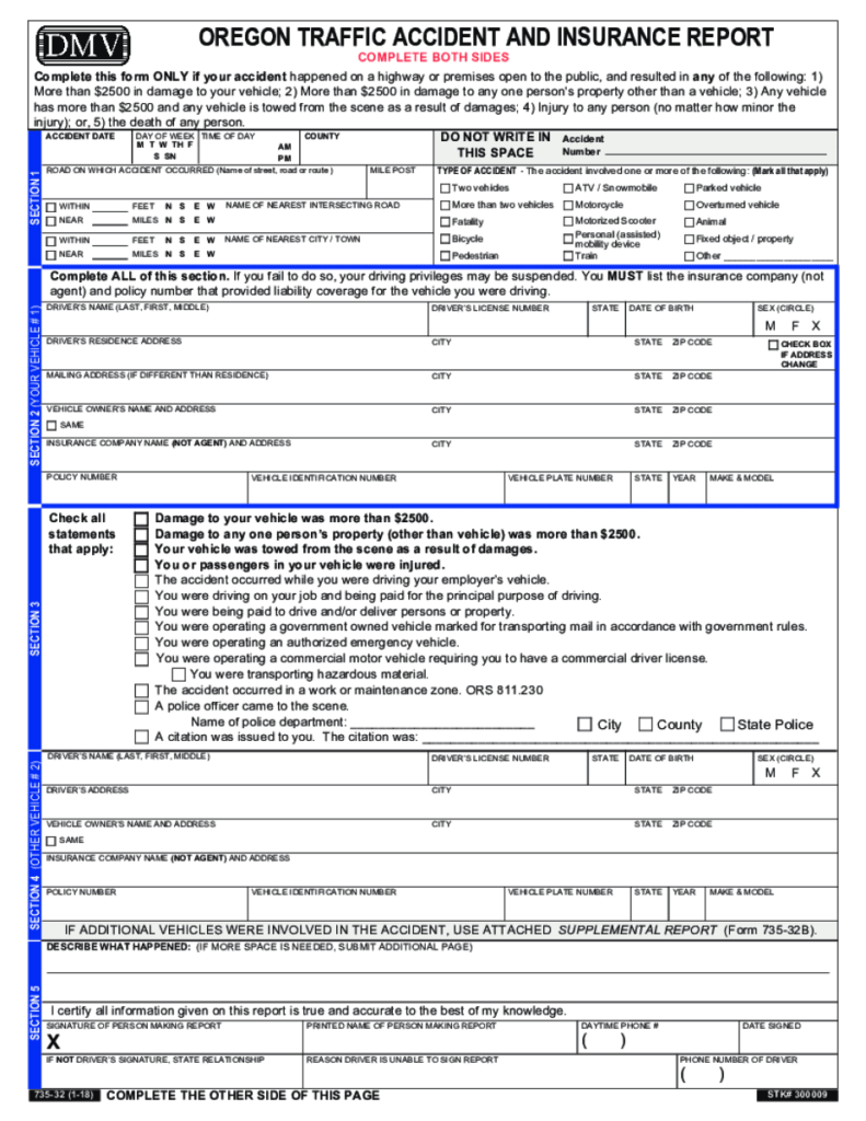 Create Fillable Oregon DMV Accident Report Form With Us Fastly Easyly 