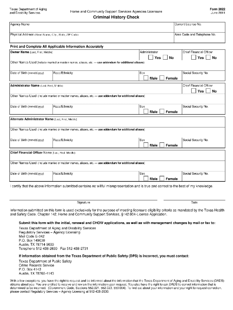 Criminal History Background Check Form 2022 Fill Out Sign Online