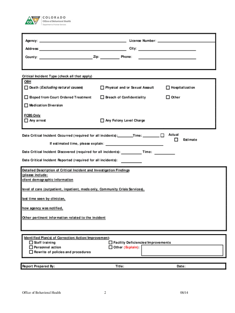 Critical Incident Form Fill Online Printable Fillable Blank