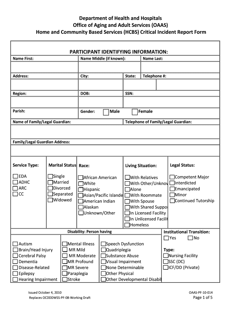 Critical Incident Form Louisiana Fill Out Sign Online DocHub