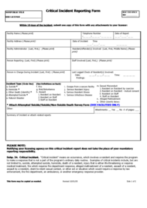 Critical Incident Reporting Form Printable Pdf Download