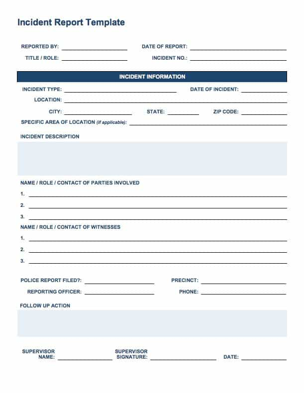 Customer Incident Report Form Template 1 TEMPLATES EXAMPLE 