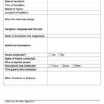 Daycare Accident Report Form INCIDENT REPORT FORM Child Care Home