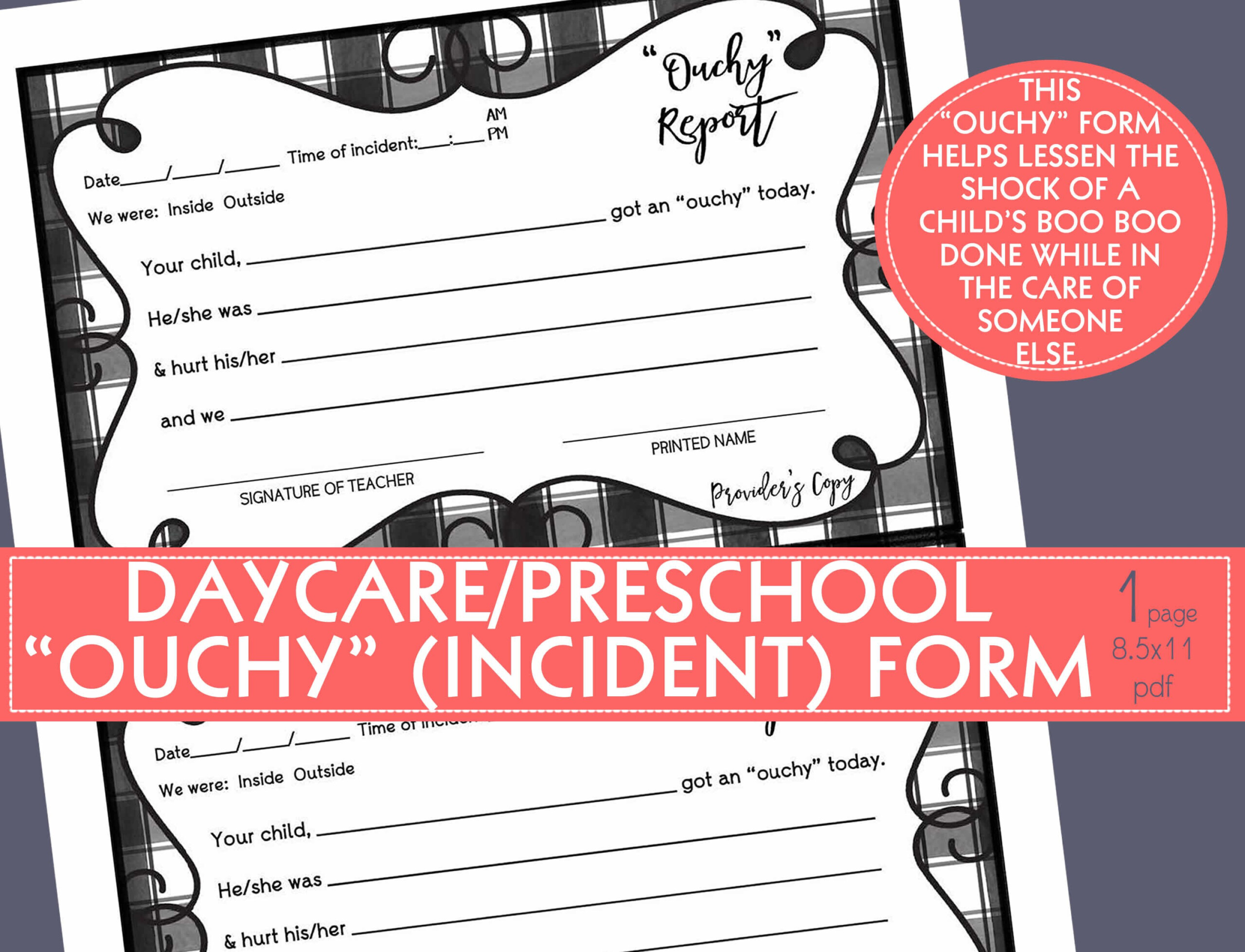 DAYCARE FORM Ouchy Report Accident Form Incident Etsy Canada