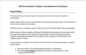 Decoding The NSF Annual Report Template To Communicate Impact