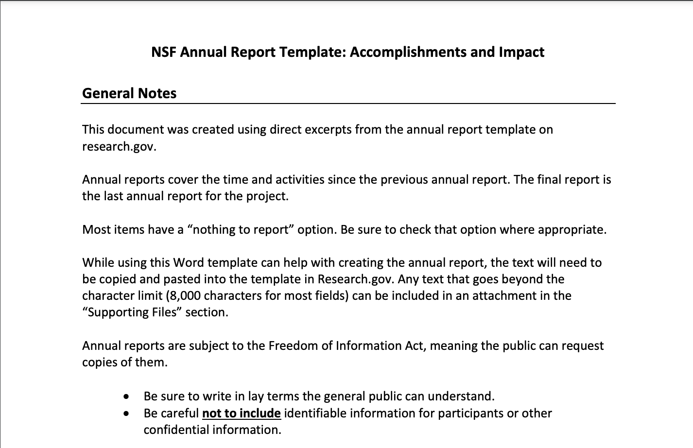 Decoding The NSF Annual Report Template To Communicate Impact