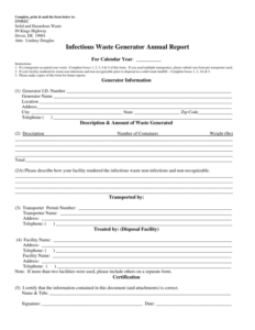 Delaware Infectious Waste Generator Annual Report Download Printable