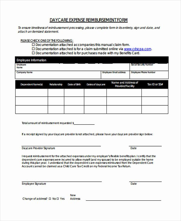 Dependent Care Fsa Receipt Template