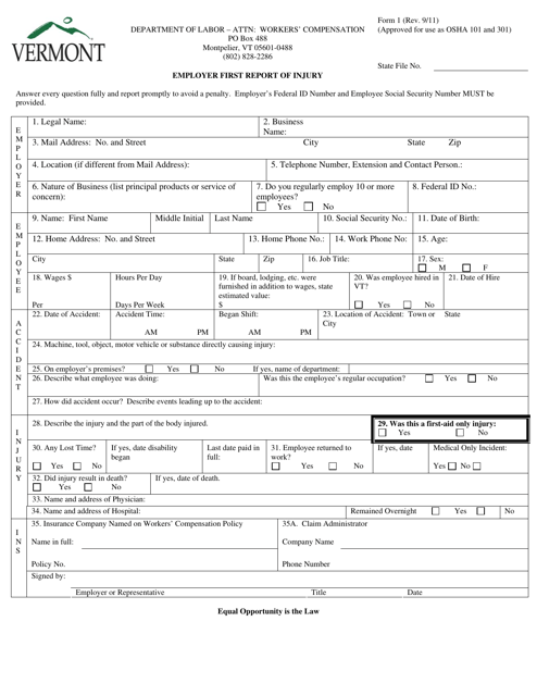 DOL Form 1 Download Fillable PDF Or Fill Online Employer First Report