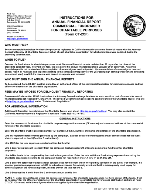 Download Instructions For Form CT 2CF Annual Financial Report 