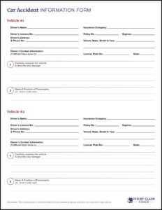 Downloadable Car Accident Information Form