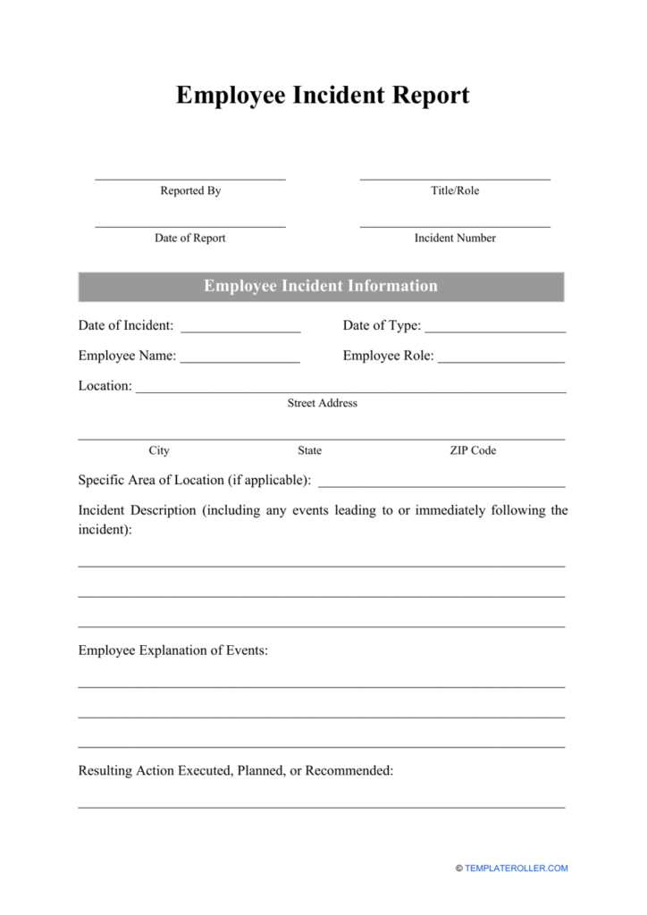 Employee Incident Report Form Fill Out Sign Online And Download PDF 