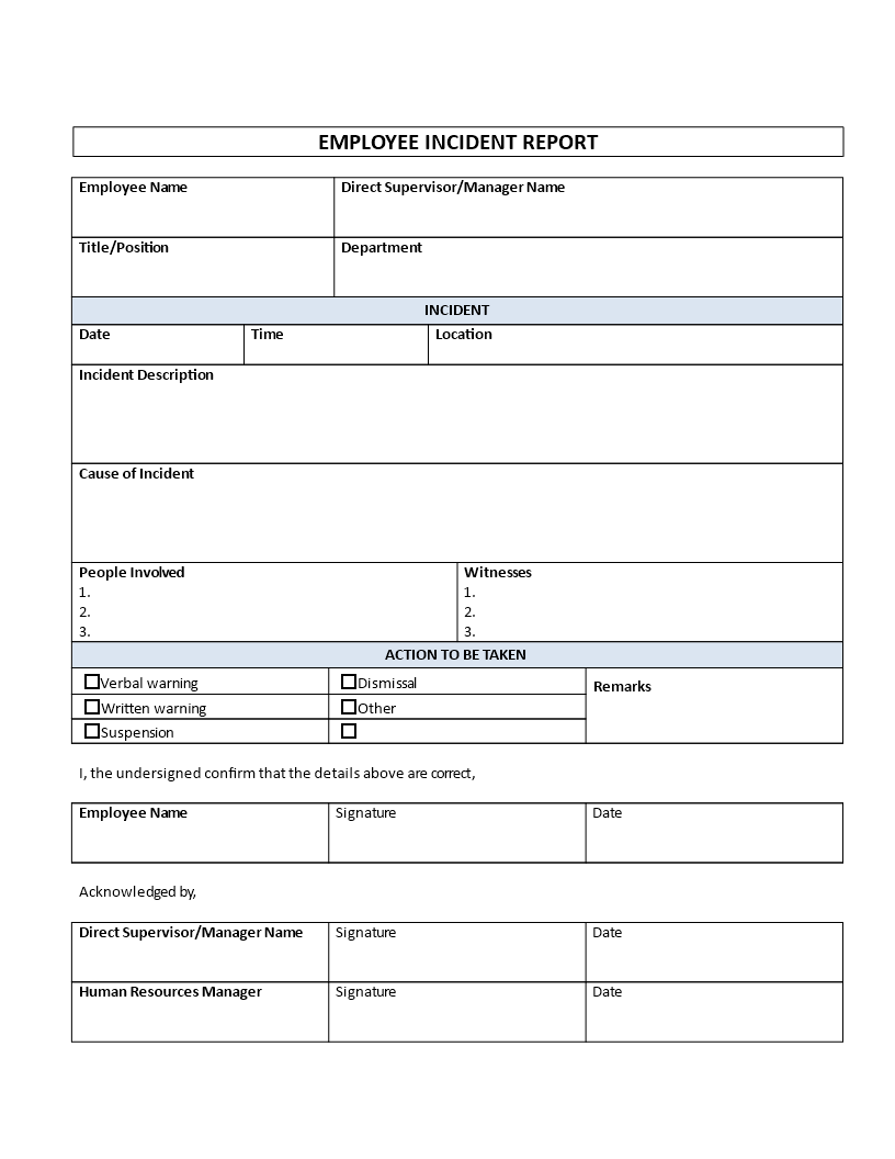 Employee Incident Report Is Your Company In Need For An Employee 