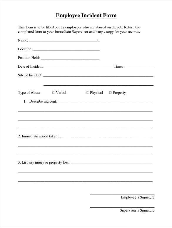 Employee Incident Report Template 10 Free PDF Word Documents 