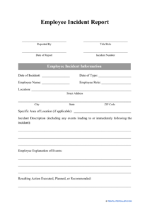 Employee Incident Report Templates