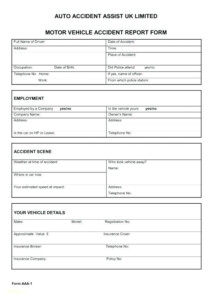 Examples Of Report Writing On Road Accidents Free Vehicle Accident Form