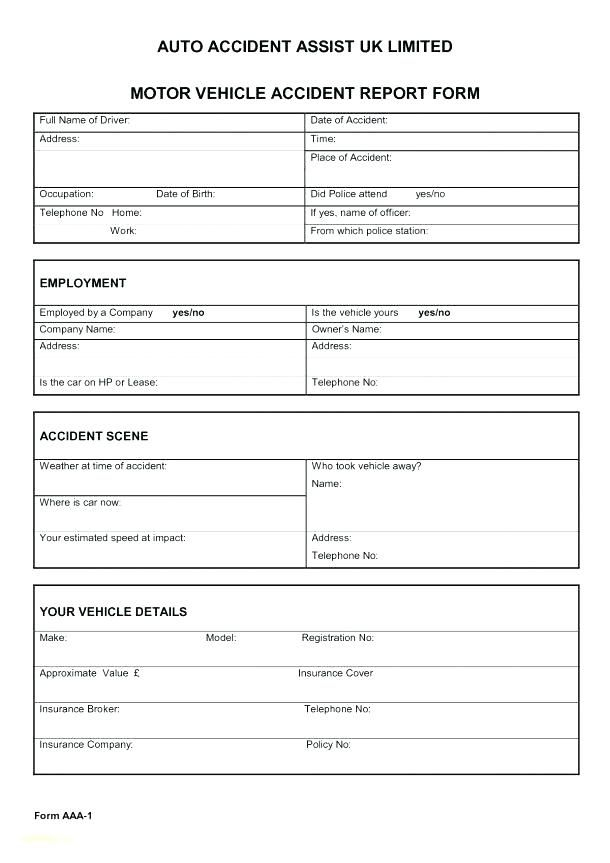 Examples Of Report Writing On Road Accidents Free Vehicle Accident Form 