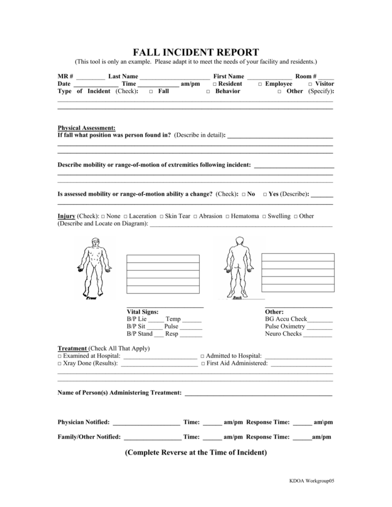 Fall Incident Report Form Fill Out Sign Online And Download PDF 