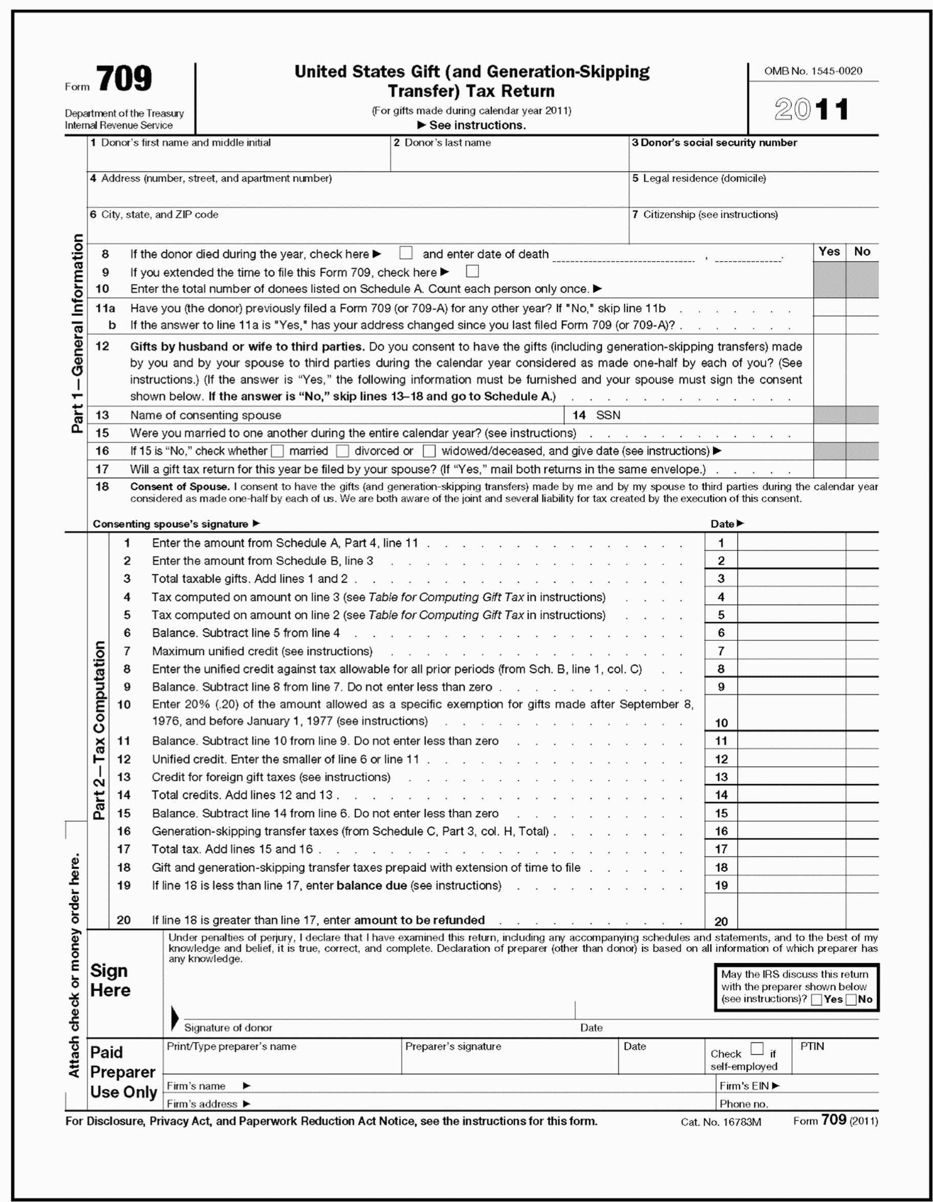 Federal Gift Tax Form 709 Gift Ftempo ED4