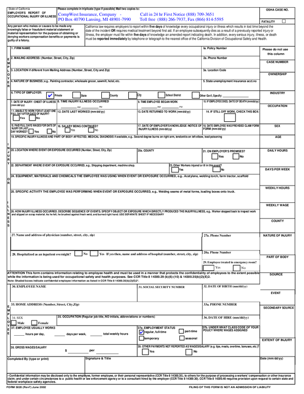 Fill Free Fillable CompWest PDF Forms