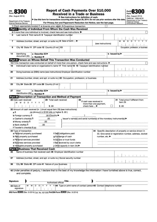 Fillable 8300 Form Printable Forms Free Online