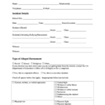 Fillable Bullying harassment Incident Report Form Oklahoma State