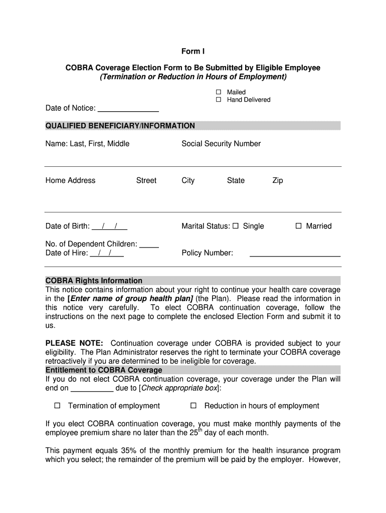 Fillable Cobra Notification Fill Out And Sign Printable PDF Template 