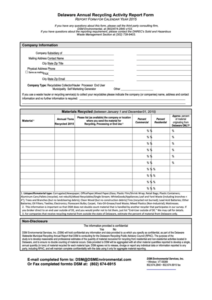 Fillable Delaware Annual Recycling Activity Report Form Printable Pdf